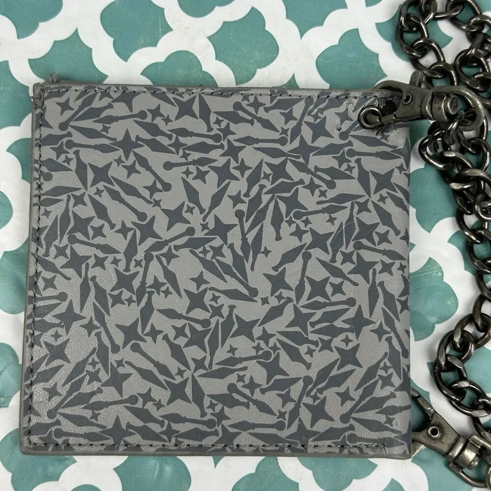 Naruto Shippuden Anime Embroidered Logo Bifold Gray Chain Wallet‎ Shonen Jump